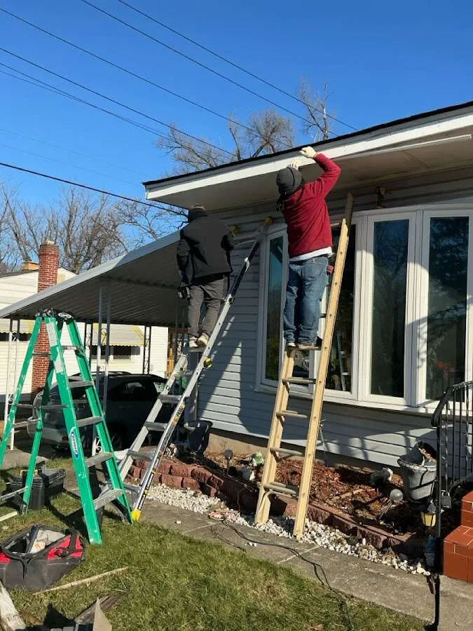 Restoration crew performing exterior repair in Coal City